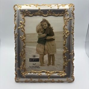 Vtg Burnes of Boston Milo Climbing Roses Two-Toned Ornate 5x7 Frame Shabby Chic